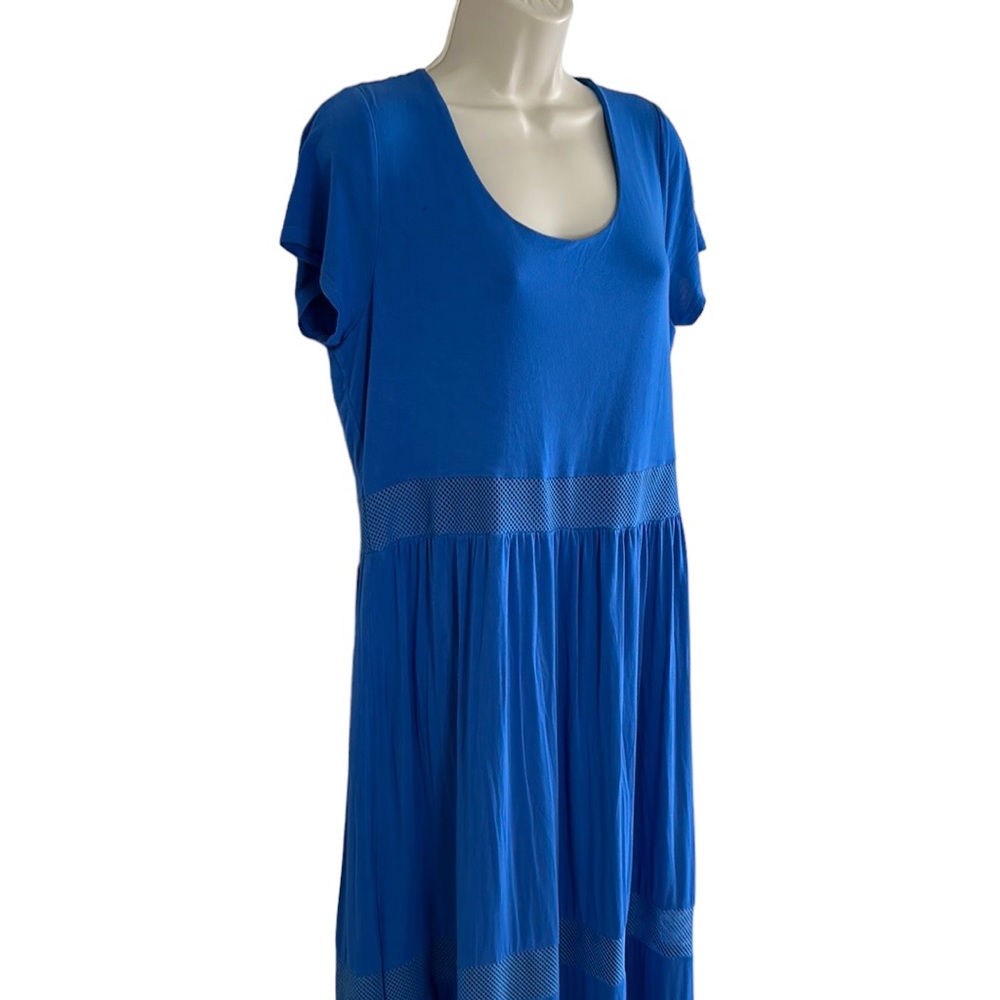 Cable Gauge Short-Sleeve A-Line maxi Dress